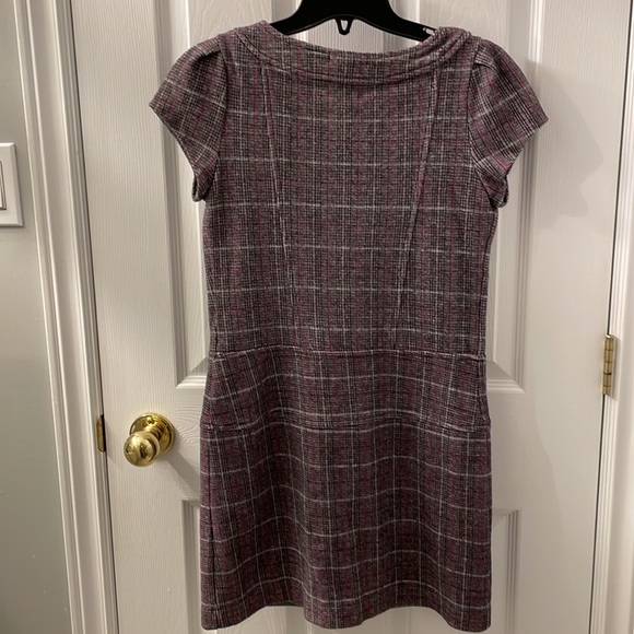Mango size S tweed checkered office dress. Gray and plum. Cotton blend MNG - Picture 8 of 10